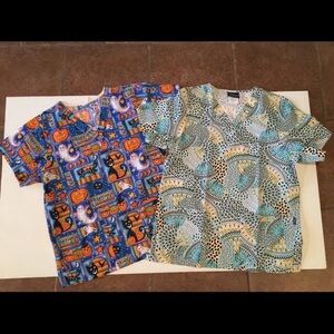 Scrubs Tops Women’s size small One Halloween  Print One Multicolour lot of 2